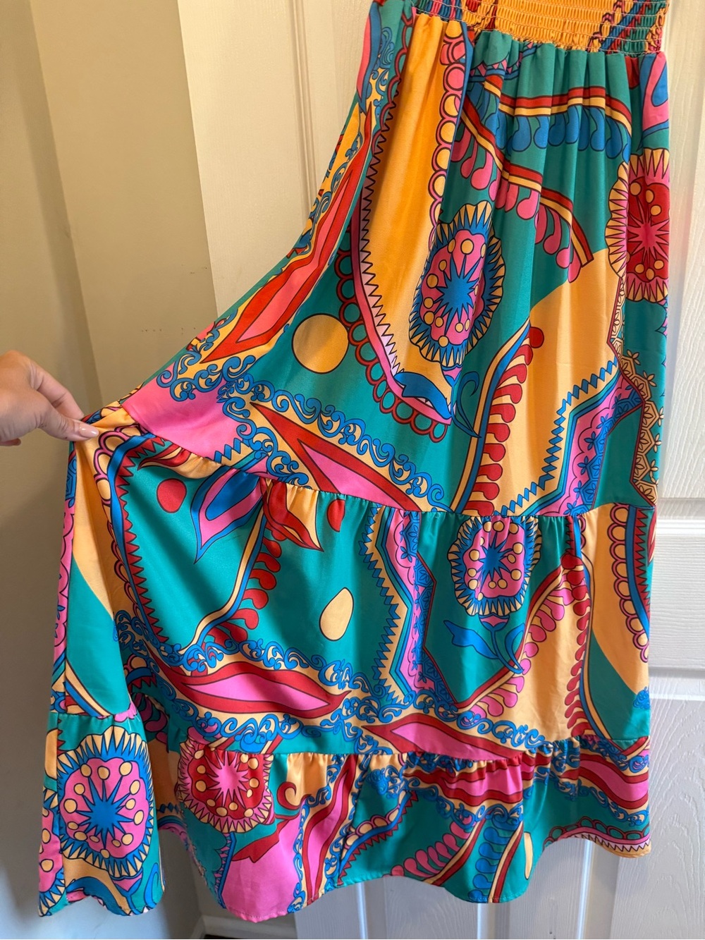 Sunday Up Paisley Print Maxi Dress with Tie Straps